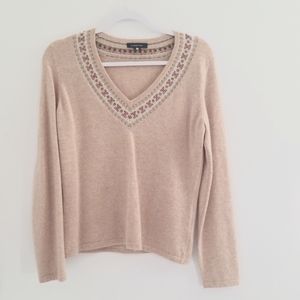 Lands End 100% Cashmere V Neck Sweater Size Small 6-8